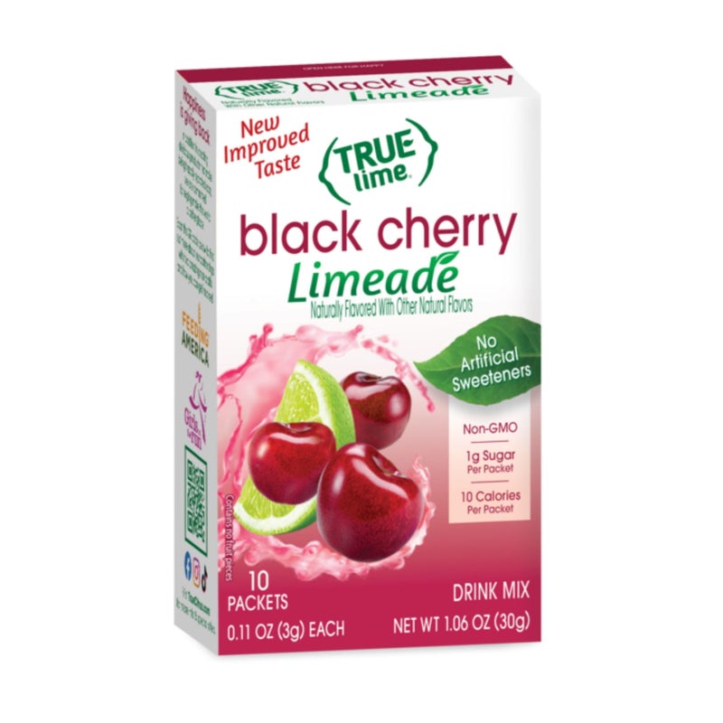 True Citrus TRUE LIME Black Cherry Limeade Drink Mix (10 Packets) | Made from Real Limes | No Preservatives, No Artificial Sweeteners, Gluten Free | Water Flavor Packets & Water Enhancer with Stevia - Image 1